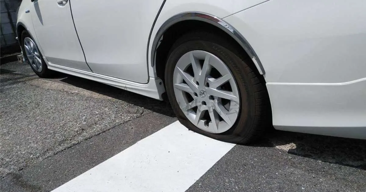 現地調査の帰り、車のタイヤがパンクしました...