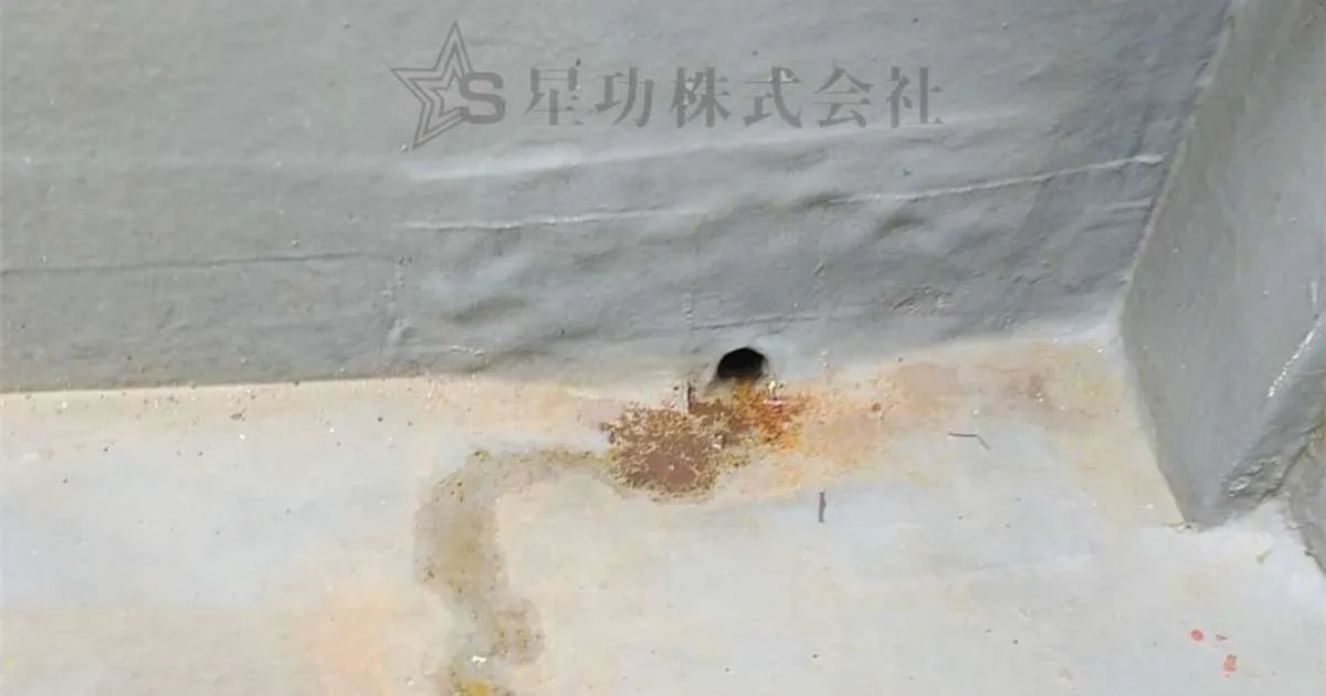 雨漏れの原因？ルーフドレン改修工事（屋上排水口コア抜き）