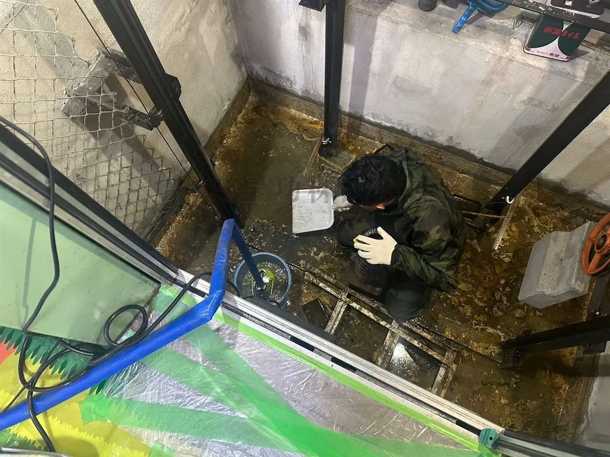 【漏水】EVピット内の水たまり・水抜き作業／大阪市東住吉区